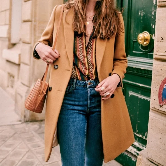 Sezane Johnson Coat in Camel size 36 NWT - Picture 2 of 15